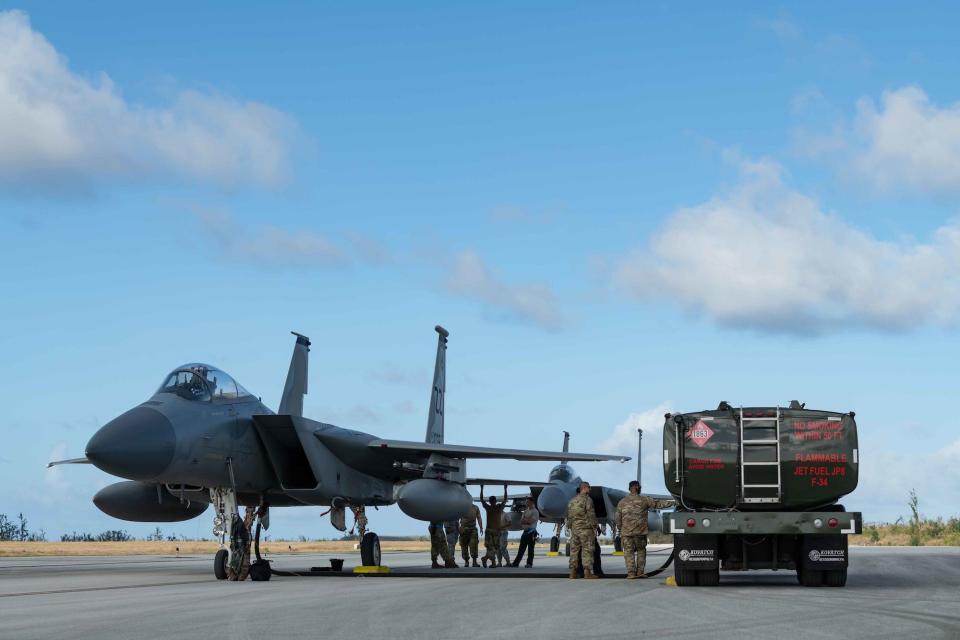 Air Force F-15 fighter jet Tinian