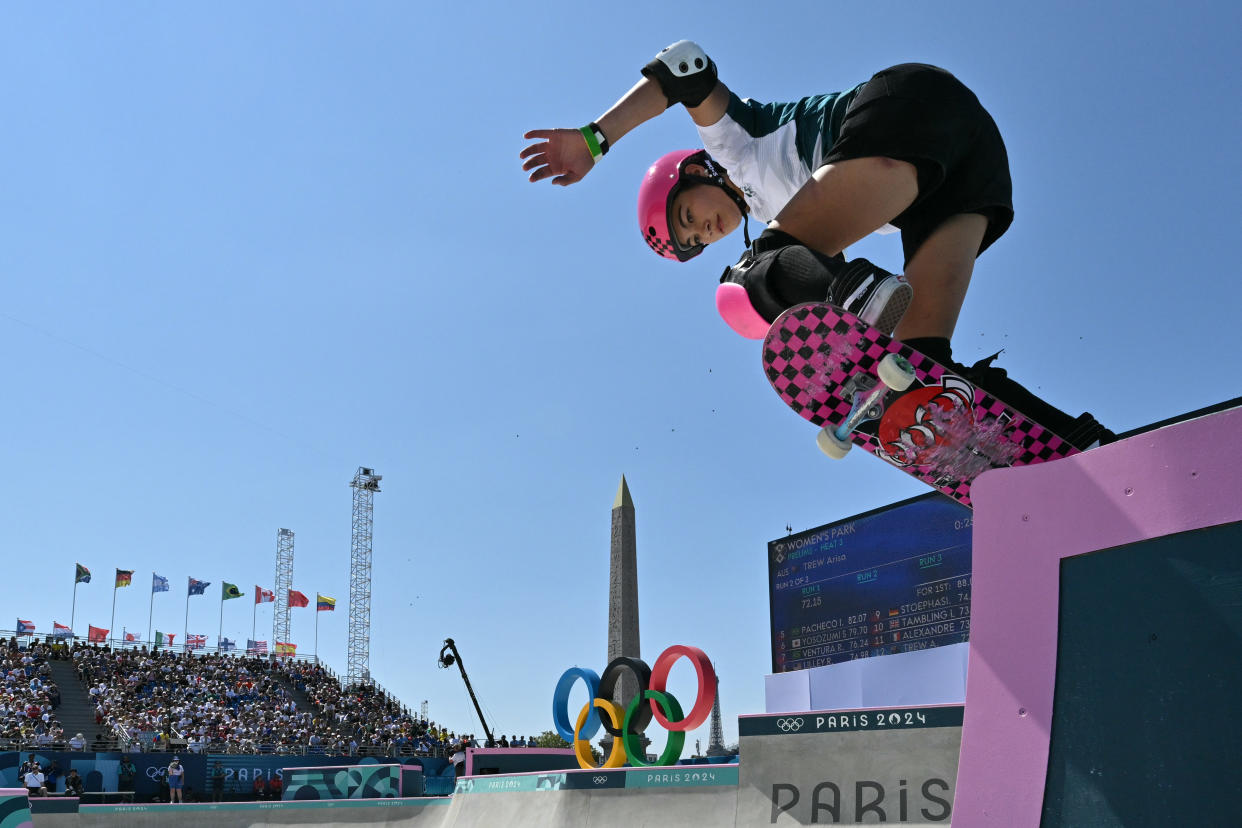 Arisa Trew of Australia had a spectacular afternoon at the Place de la Concorde. (Odd Andersen - Pool / Getty Images)