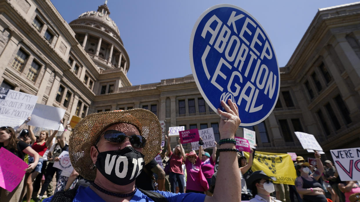Abortion rights demonstrators attend a rally at the Texas state Capitol in Austin, May 14, 2022. (Eric Gay/AP)
