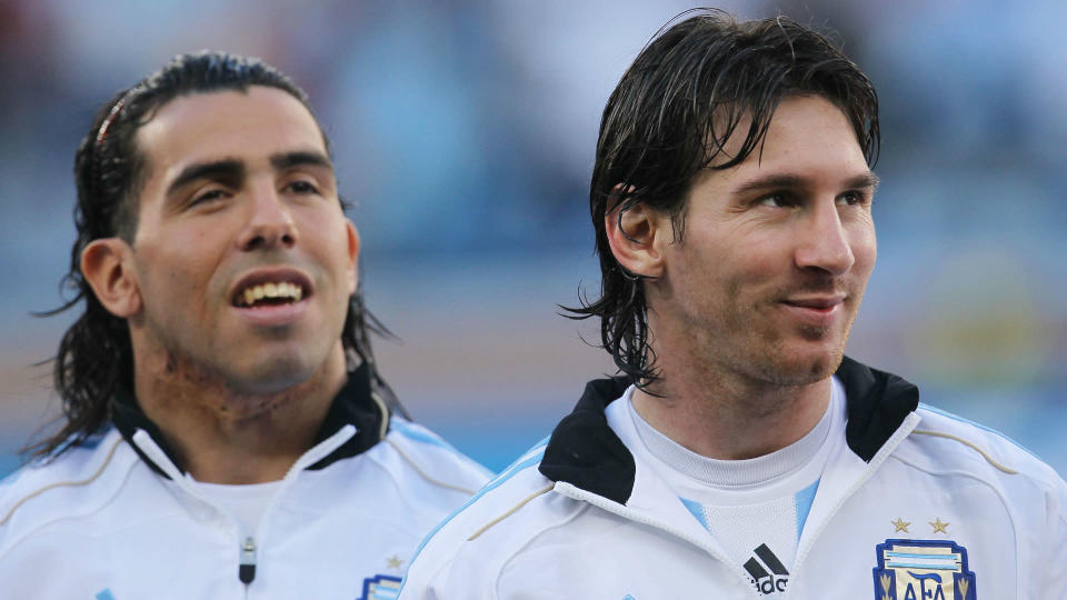 Carlos Tevez y Lionel Messi en la selecci&#xf3;n argentina. (Getty Images)