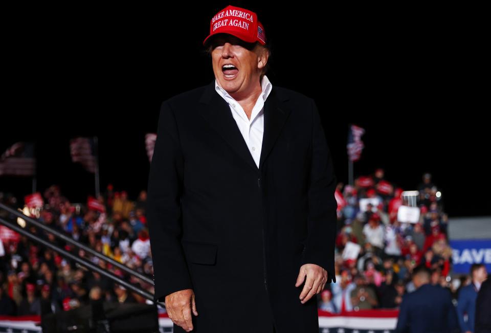 Former President Donald Trump at a rally at the Canyon Moon Ranch festival grounds on January 15, 2022 in Florence, Arizona.