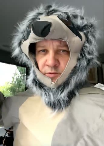 <p>Jeremy Renner/Instagram</p> Jeremy Renner dressed as a sloth on Oct. 31, 2023