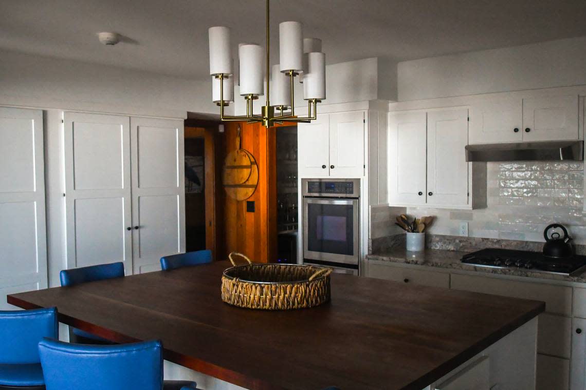 The fully remodeled kitchen as seen on Nov. 14, 2022 of Ted Turner’s former island home on St. Phillips Island that is now owned by the state of South Carolina.