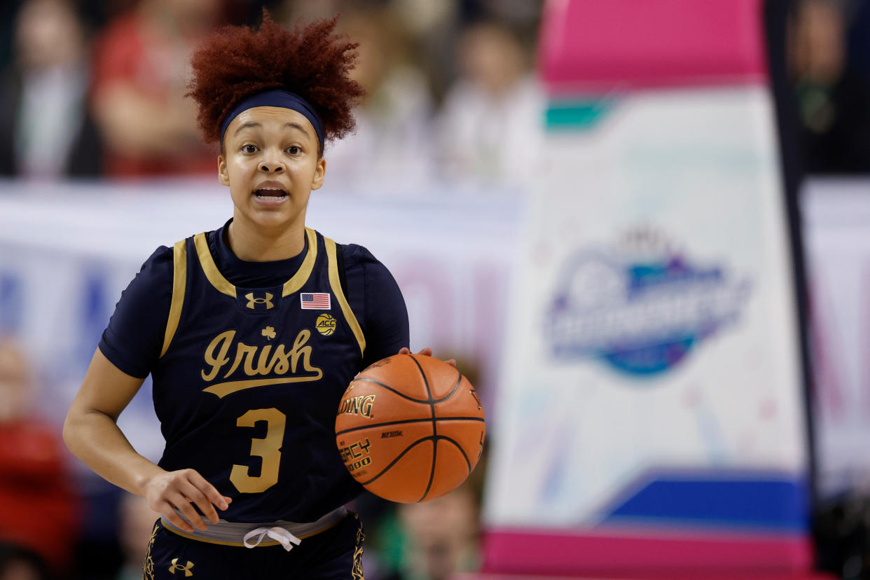 Notre Dame's Hannah Hidalgo has been one of the most exciting freshmen this college basketball season. (Lance King/Getty Images)