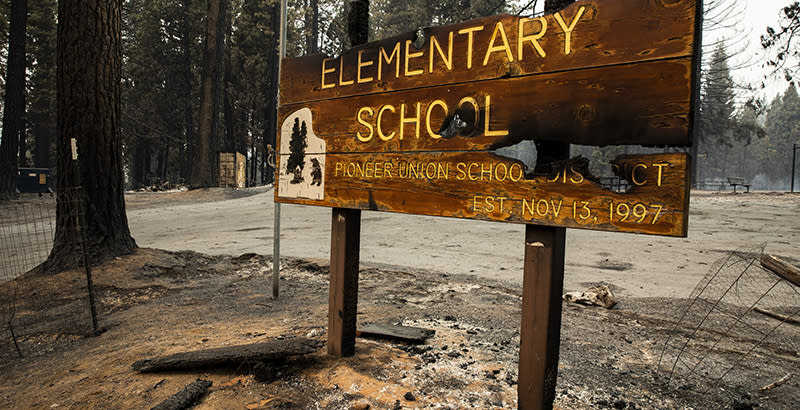 Walt Tyler Elementary School, Wednesday, Aug. 18, 2021, in Grizzly was destroyed in the Caldor Fire. (Santiago Mejia/San Francisco Chronicle via Getty Images)