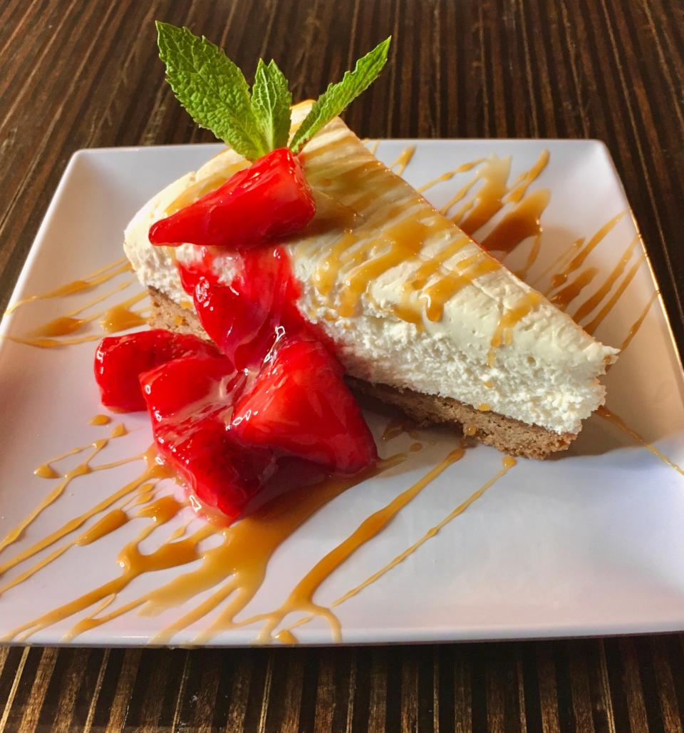 Strawberry cheesecake served at The Black Jockeys Lounge.