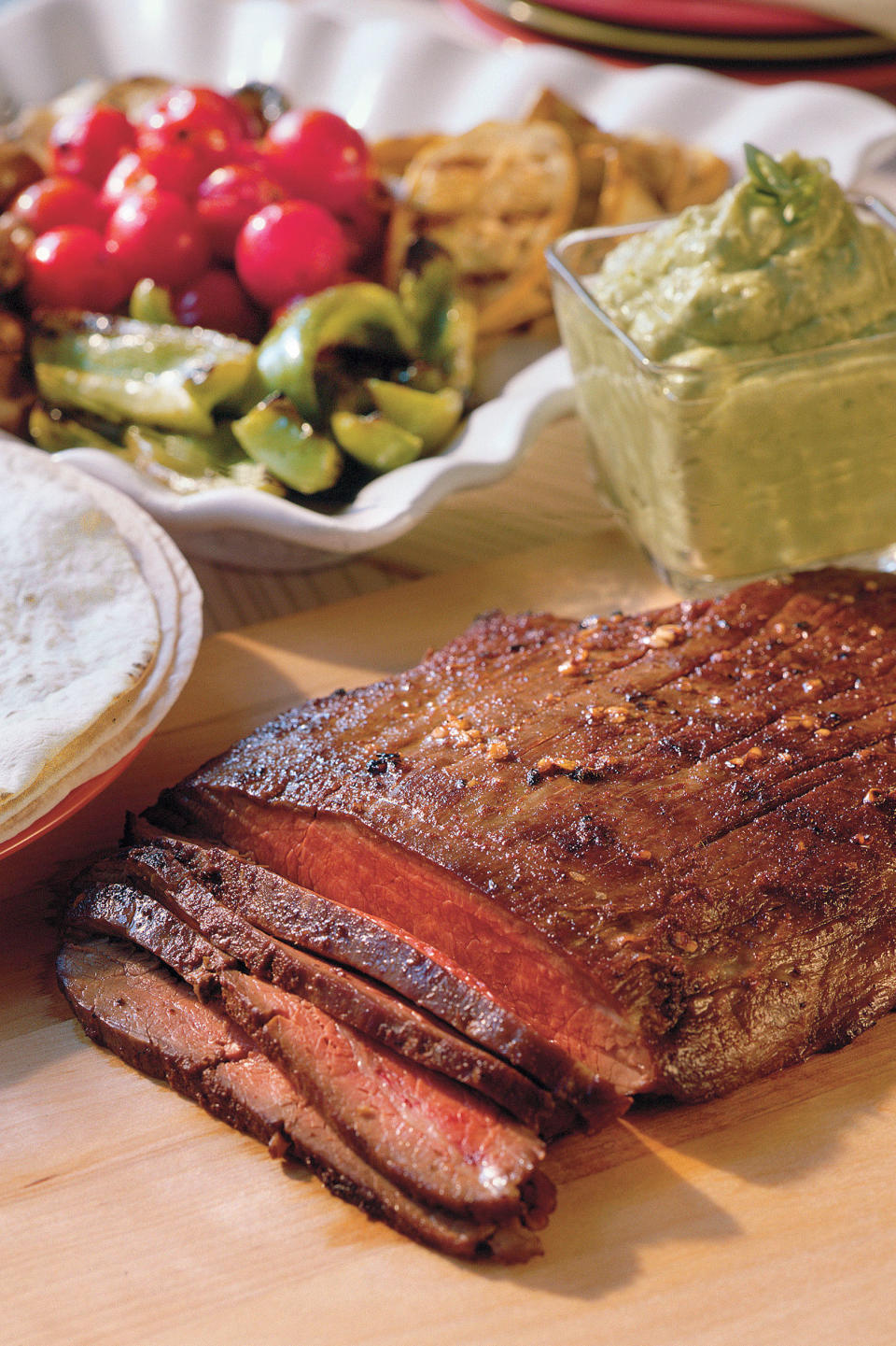 Grilled Flank Steak With Guacamole Sauce