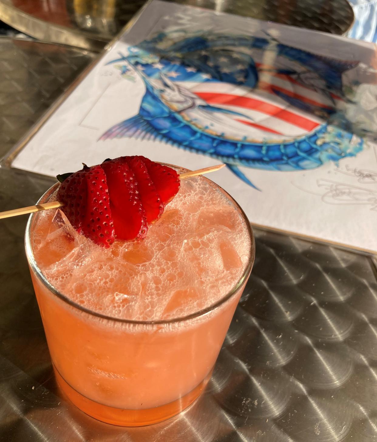 A strawberry margarita made with Cape Fear Distillery's Billfish Tequila at Sauce'd in downtown Wilmington. ALLISON BALLARD/STARNEWS