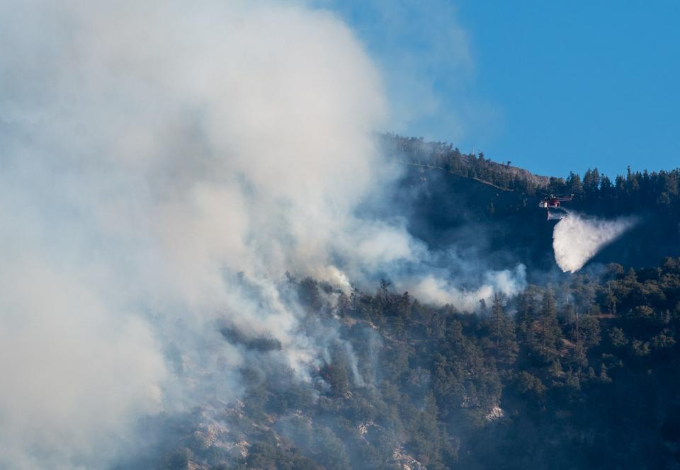 The Sheep Fire broke out Saturday evening in the San Gabriel Mountains.  Nearby Wrightwood is under mandatory evacuation orders.