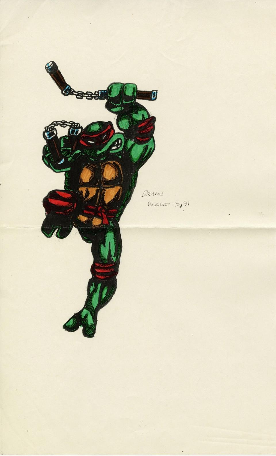 Bryan Lee O'Malley's childhood Ninja Turtle art, age 11. 