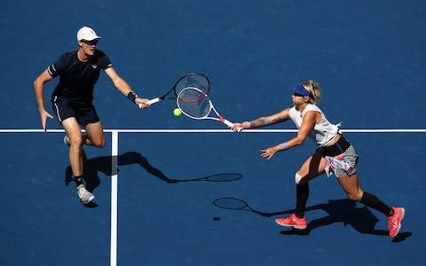 Jamie Murray of Great Britain and Bethanie Mattek-Sands of the United States return a shot during their Mixed doubles final match against Michael Venus of New Zealand and Hao-Ching Chan of Chinese Taipei on day thirteen of the 2019 US Open at the USTA Billie Jean King National Tennis Center on September 07, 2019 in the Queens borough of New York City.  - Credit: Getty Images&nbsp;