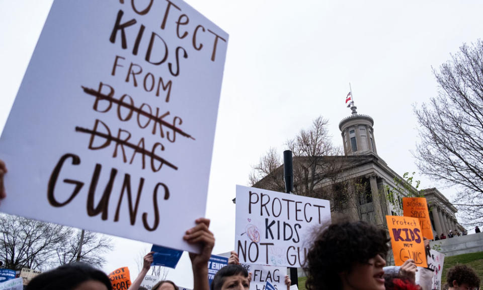 Nashville students walked out of schools to demand gun safety on April 3. (Getty Images)