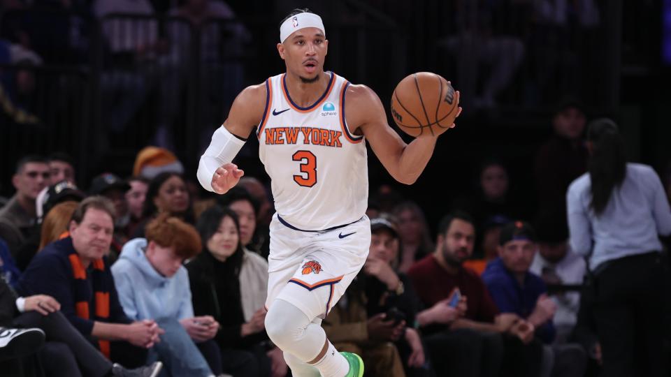 New York Knicks guard Josh Hart (3) dribbles up court during the first half against the Milwaukee Bucks at Madison Square Garden