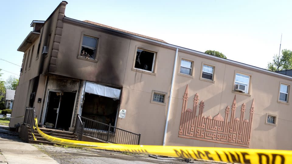 Fire damage to the Islamic Center of Cape Girardeau, Missouri, is seen on April 24, 2020. - Jacob Wiegand/The Southeast Missourian/AP/FILE