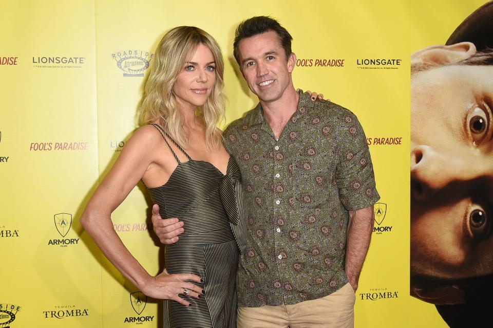 Kaitlin Olson, left, and Rob McElhenney arrive at the premiere of "Fool's Paradise" on Tuesday, May 9, 2023, at the TCL Multiplex in Los Angeles. (Photo by Richard Shotwell/Invision/AP)