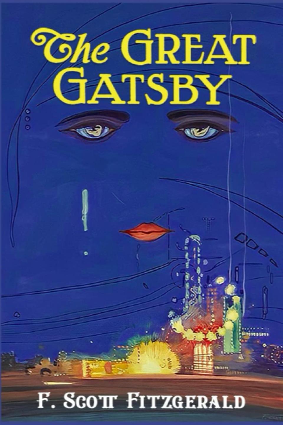 blue cover that reads the great gatsby