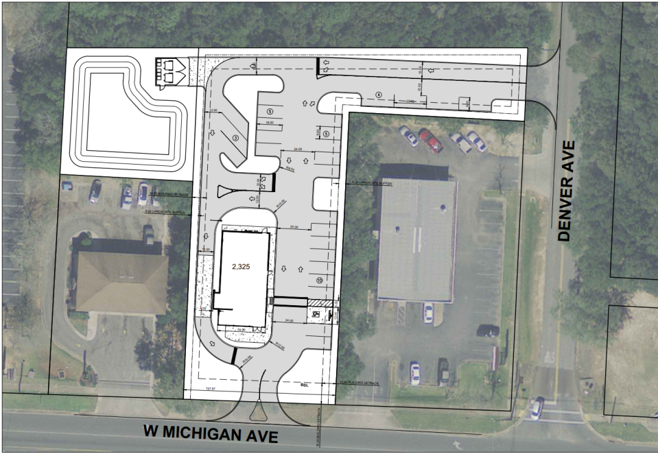 Site plans of the proposed Chipotle project intended for the corner of Denver Avenue and West Michigan Avenue, filed with Escambia County.