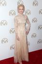 <p>Nicole looked fit for royalty in a nude embellished Prada gown and elegant updo. <i>[Photo: Getty]</i> </p>