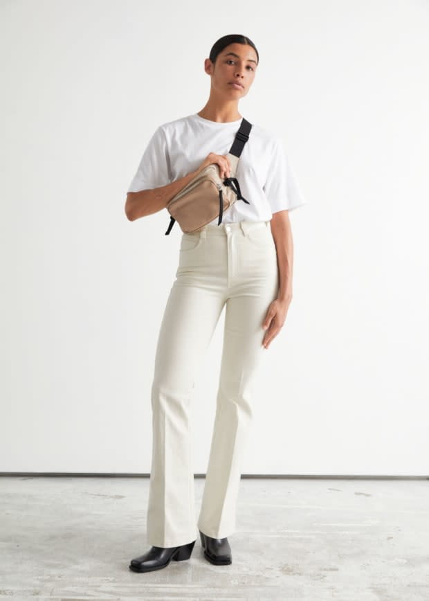 <p>& Other Stories Flared Cotton Trousers, $79, <a href="https://rstyle.me/+W1WDOW8eGd8fep7Id3Bblw" rel="nofollow noopener" target="_blank" data-ylk="slk:available here;elm:context_link;itc:0;sec:content-canvas" class="link ">available here</a>.</p>