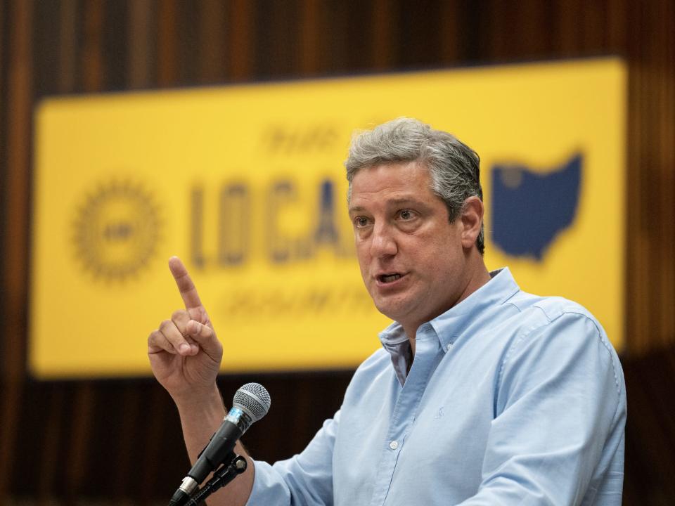 U.S. Senate candidate Rep. Tim Ryan, D-Ohio, speaks at the UAW Local 12 union rally in Toledo, Ohio on Saturday, August 20, 2022.