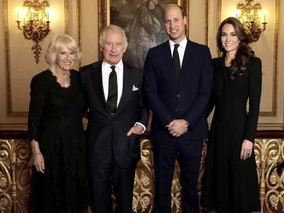 Camilla, the Queen Consort, King Charles III, Prince William, and Kate Middleton in royal portrait taken on September 18.