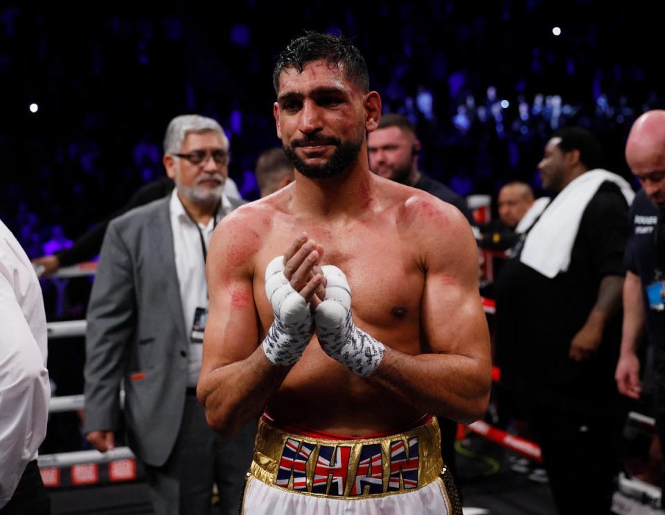 Amir Khan en la noche de su última pelea, una derrota por nocaut ante Kell Brook (Action Images vía Reuters)