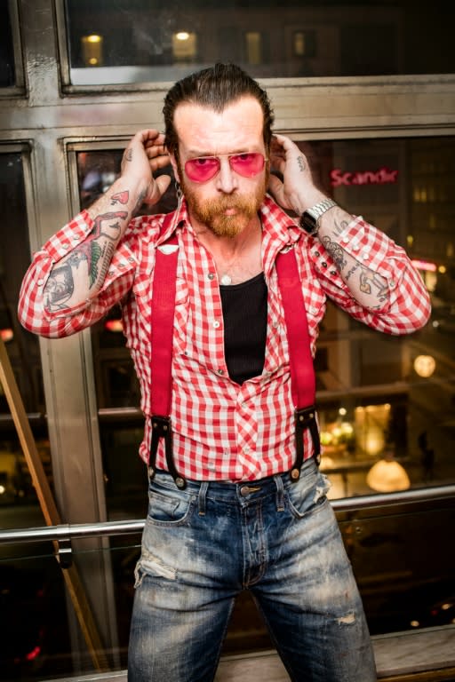 Jesse Hughes, the singer for Eagles of Death Metal, poses for a photo during an interview with AFP in Stockholm on February 13, 2016