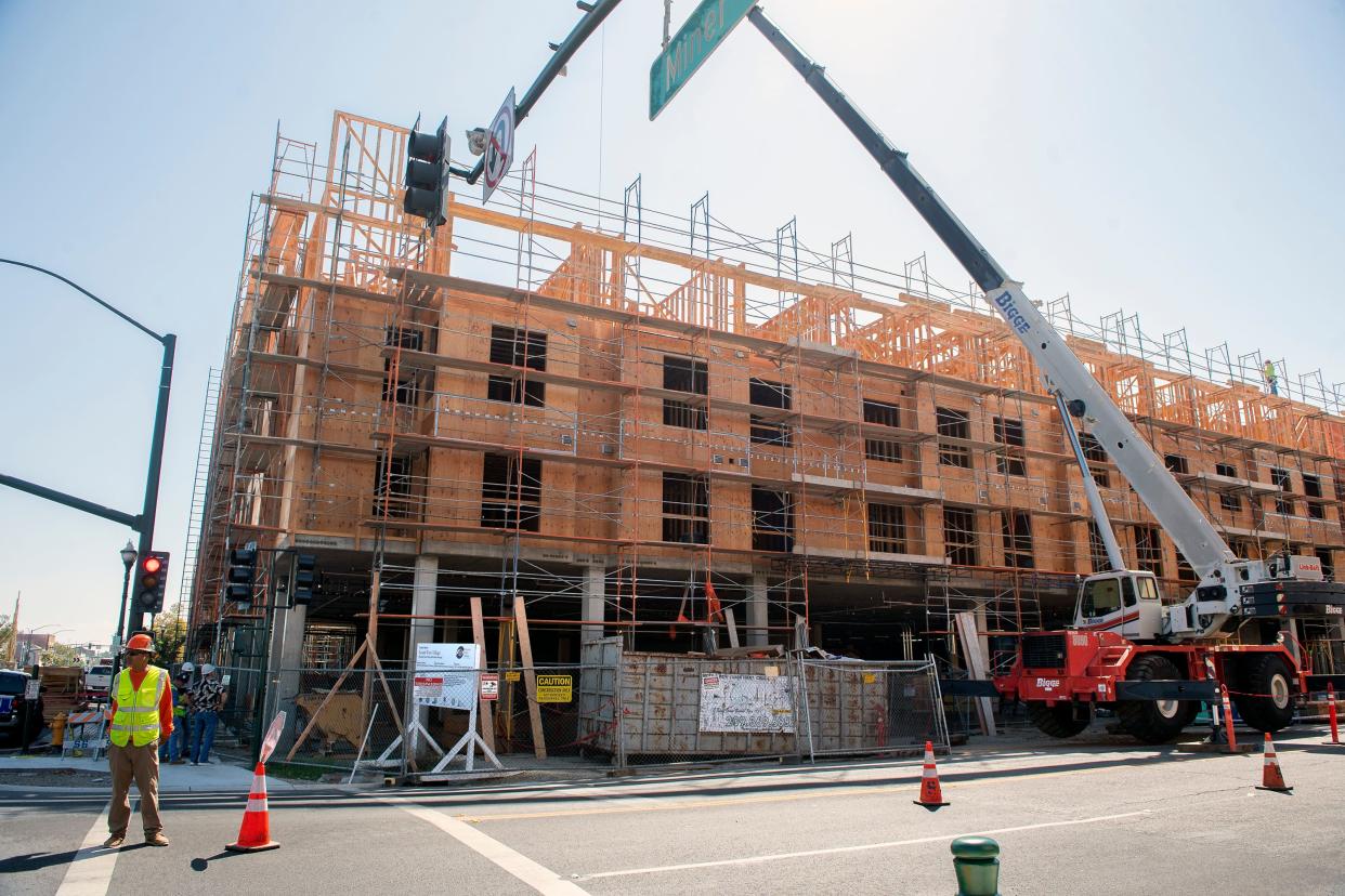 Plans are for a neighborhood grocery and gym operated by America's Got Talent winner Brandon Leake to be located in the Grand View Village affordable housing project on Miner Avenue between San Joaquin and Hunter streets in downtown Stockton.