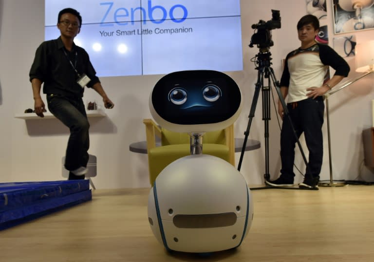 The Zenbo, a voice-controlled, English-speaking robot, can serve as a home-help, read receipts for the elderly, and tell children's stories, its Taiwanese makers say