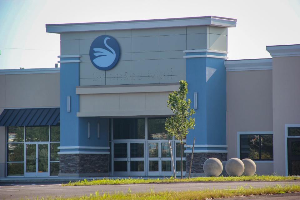 The former Swansea Mall logo remains on one of the entrances to Swansea Center.