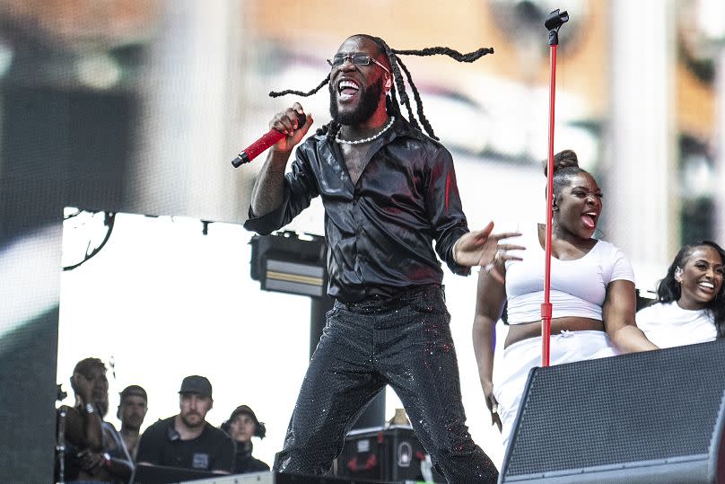 Burna Boy performs at the Coachella Music and Arts Festival at the Empire Polo Club on Friday, April 21, 2023, in Indio, California.