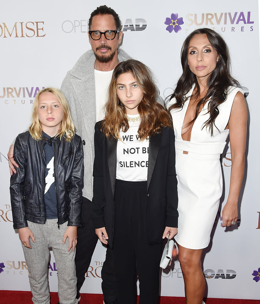 Chris Cornell with wife Vicky and children Toni and Christopher at a screening of &lt;em&gt;The Promise&lt;/em&gt; in NYC on April 18.