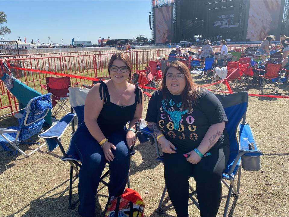 Adriana Carda (left), who is from Long Beach, C.A., has been going to the festival since 2019 and Miranda Mariscal (right), who is from Florence, has been going to Country Thunder for 15 years.