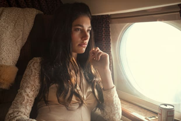 Camila (Camila Morrone) on the band's private jet.<p>Photo: Lacey Terrell/Courtesy of Prime Video</p>