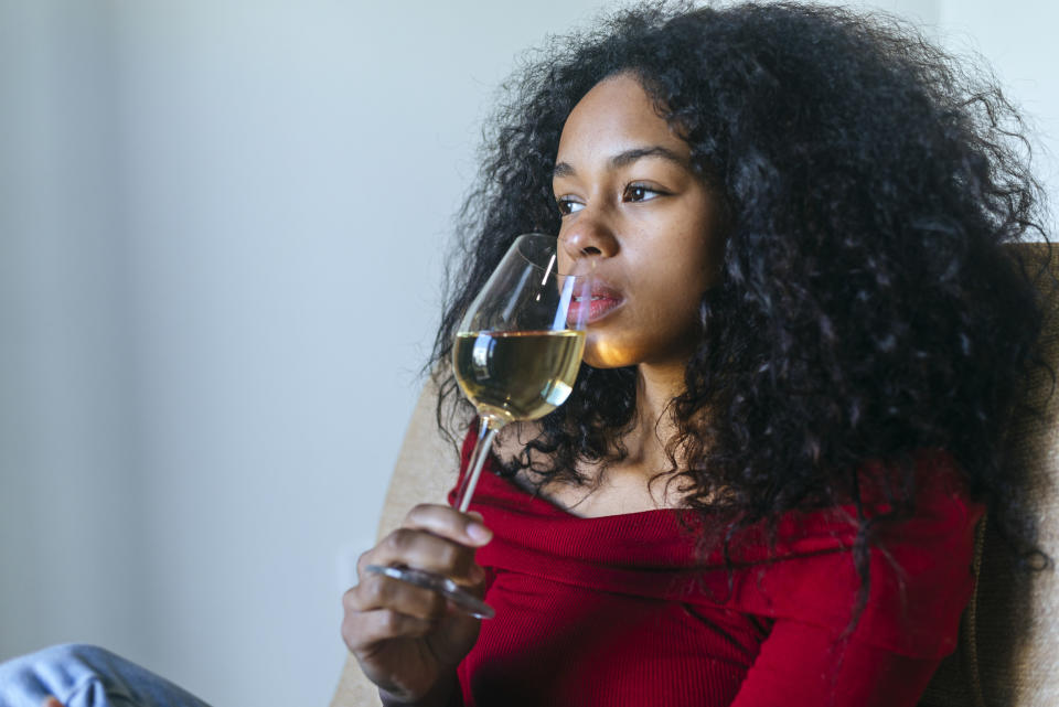 woman drinking wine