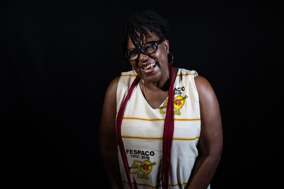Guyanese-born film curator and director of Pan African Cinema Archive June Givanni, poses during a portrait session in Ouagadougou, on October 21, during the 2021 edition of the FESPACO,t he Panafrican Film and Television Festival of Ouagadougou (Photo by OLYMPIA DE MAISMONT / AFP) (Photo by OLYMPIA DE MAISMONT/AFP via Getty Images)