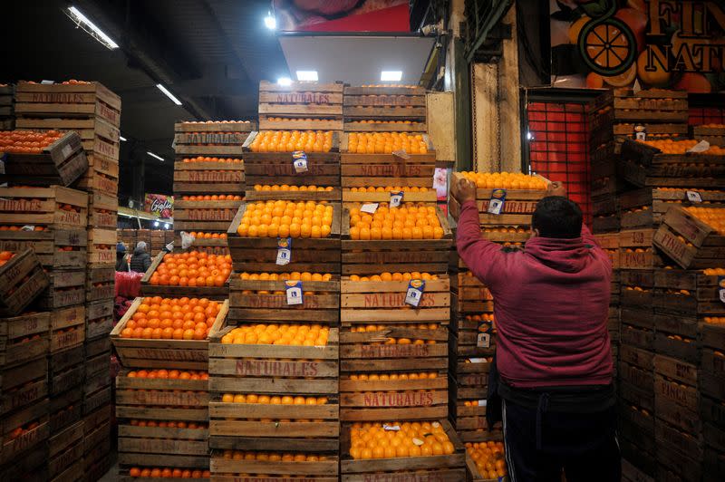 People work at the Mercado Central in Buenos Aires