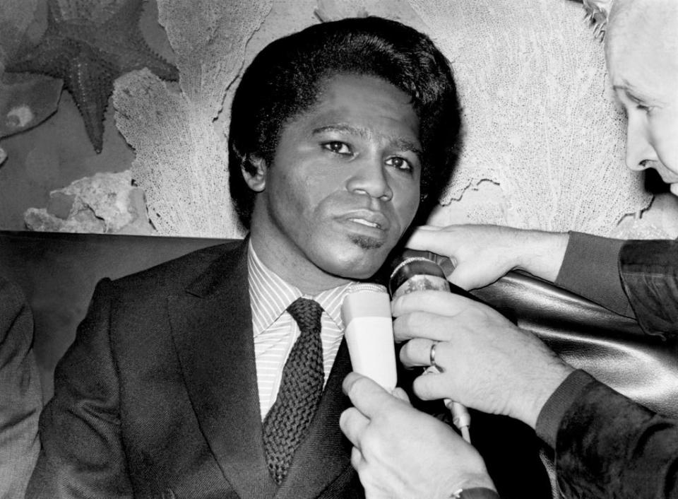 A model of precision, says Ced. Here James Brown speaks to the press in Orly, France, 1967. (Credit: Keystone-France/Gamma-Keystone via Getty Images)
