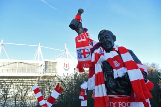 A statue of former England goalkeeper Gordon Banks sits outside the ground at Stoke City