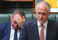 <p>Der australische Vize-Premier Barnaby Joyce ringt im Repräsentantenhaus des Parlaments um Fassung. Der Politiker verlor sein Abgeordnetenmandat, da er zum Zeitpunkt seiner Wahl eine doppelte Staatsbürgerschaft besaß.<br> (Bild: Reuters) </p>