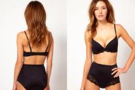 <b>Problemzone: Oberschenkel und Po</b><br><br>Sexy Shapewear, das gibt's doch gar nicht? Doch, gibt es! Hier verführt vorne zarte Spitze, hinten formt das elastische Material. Knackiges Hinterteil garantiert! (Slip von Marie Meili über asos.de um 20 Euro)