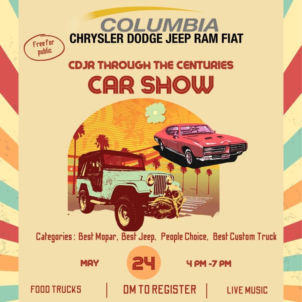 Columbia Crysler Dodge Jeep Ram Fiat will host its Through The Decades Car Show starting at 4 p.m. Friday.