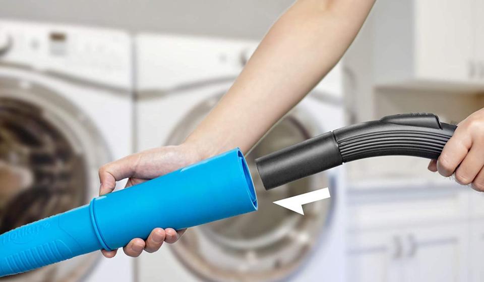 The Holikme Dryer Vent Cleaner Kit easily attaches to most vacuums. Image via Amazon.