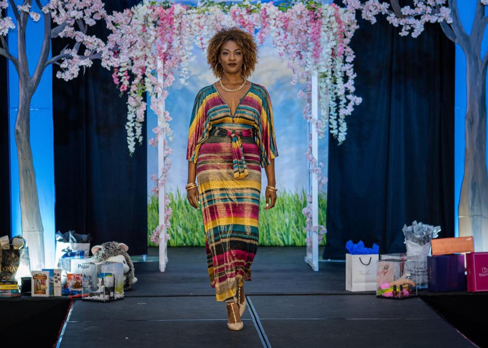 A model walks the catwalk at a past Lake Square Mall fashion show. Look for cooler-weather fashions and decor at this Saturday's Fall and Winter Fashion Show at the mall, starting at noon.