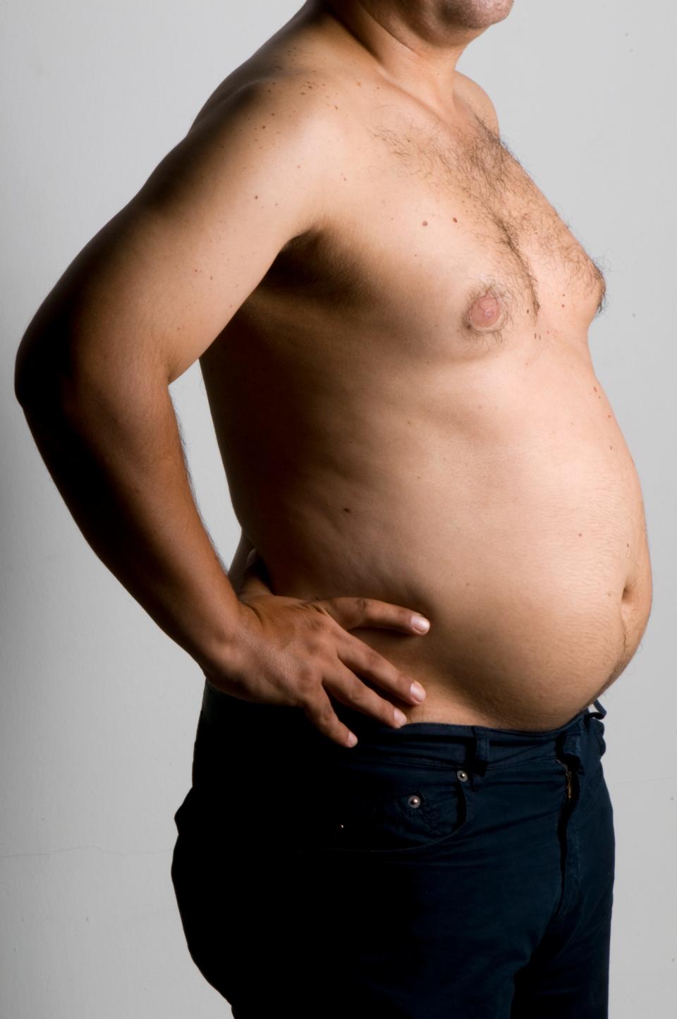 a person's chest and belly