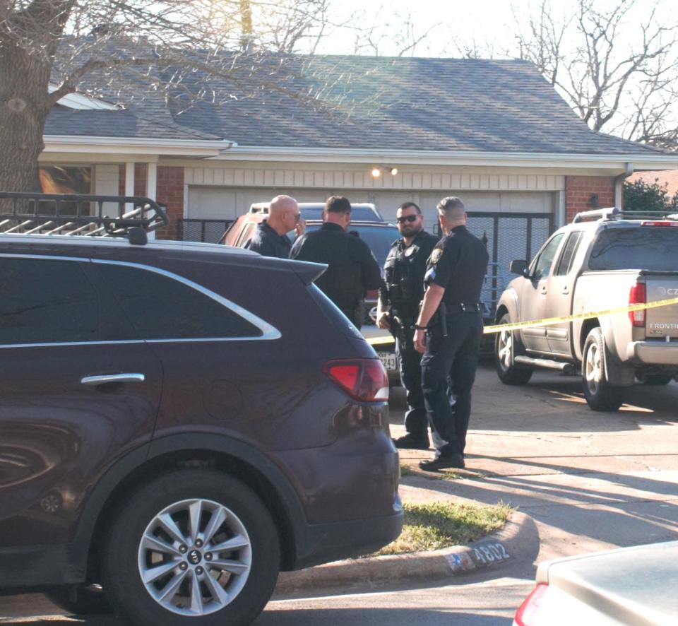 Wichita Falls Police work the scene of a homicide Thursday afternoon on Marsha Lane.