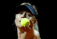 Russia's tennis player Maria Sharapova attends a training session during the Stuttgart tennis Grand Prix, Germany April 26, 2017. REUTERS/Ralph Orlowski