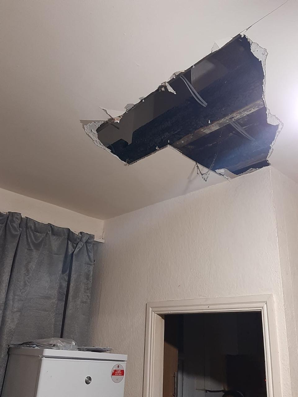 Omeimah's two-year-old daughter was seriously injured when the ceiling - which she had been raising concerns about for months - fell in on her (Refugee Action)