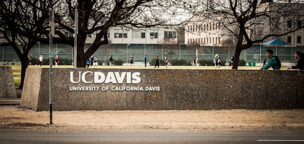 PHOTO: The UC Davis logo is shown on a sign at the University of California at Davis, Feb. 2, 2015, in Davis, Calif. (Joseph Desantis/Moment Editorial/Getty Images)