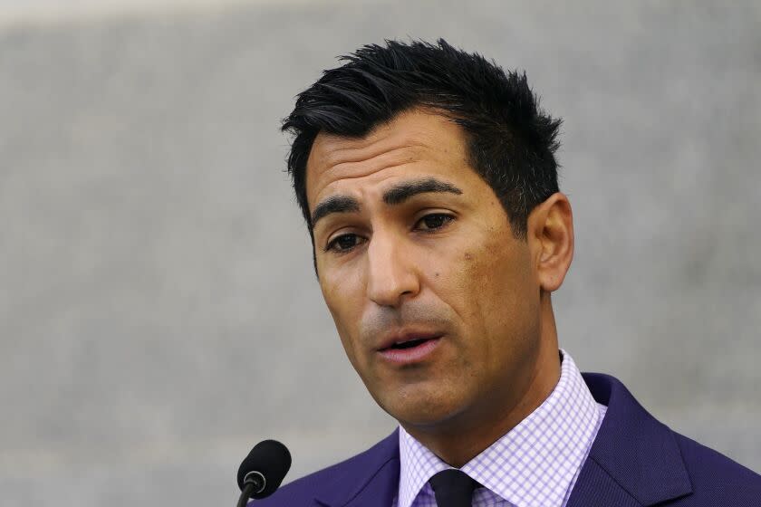 Assemblyman Robert Rivas speaks at a news conference in Sacramento, Calif., Wednesday, Jan. 12, 2022.